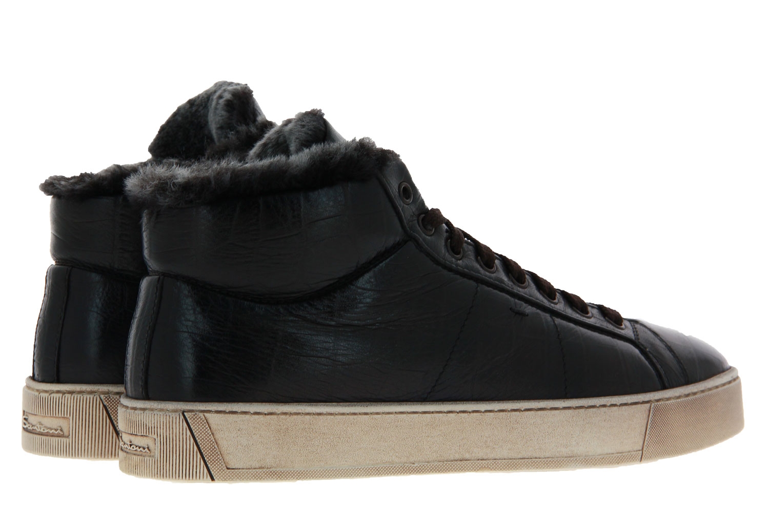 Santoni Sneaker gefüttert LEATHER DARKBROWN (44)
