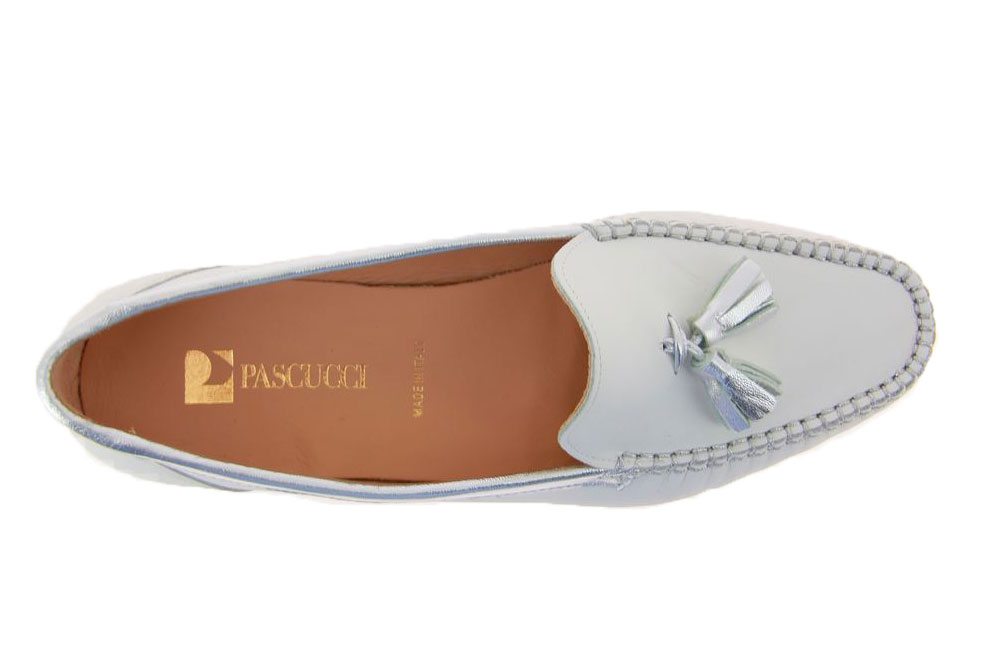 Pascucci Slipper NAPPA BIANCO LAMINATO ARGENTO (40)