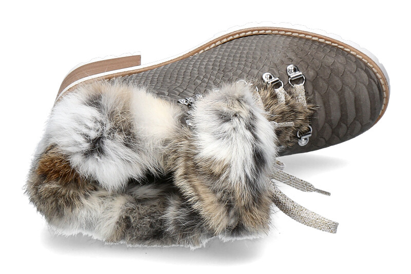 New Italia Shoes gefüttert REPTIL-OPTIK LEDER STEINFARBE  (36)