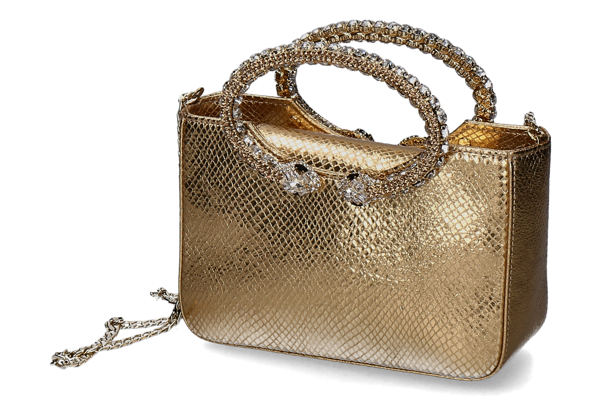 Paola Fiorenza Handtasche SNAKE CRISTALLI- ambra gold