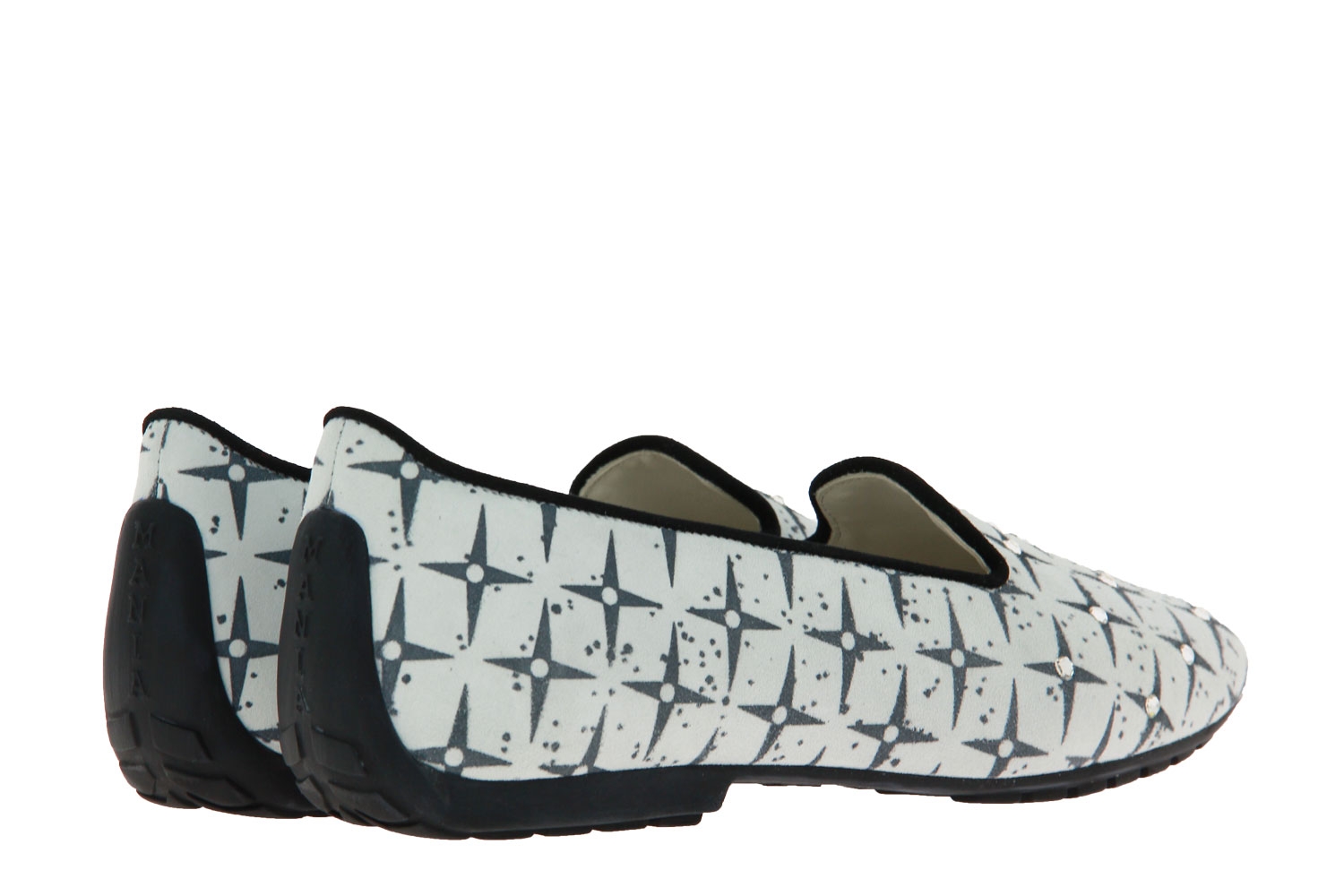 Mania Slipper CAMOSCIO BIANCO NERO SWAROVSKI  (39)
