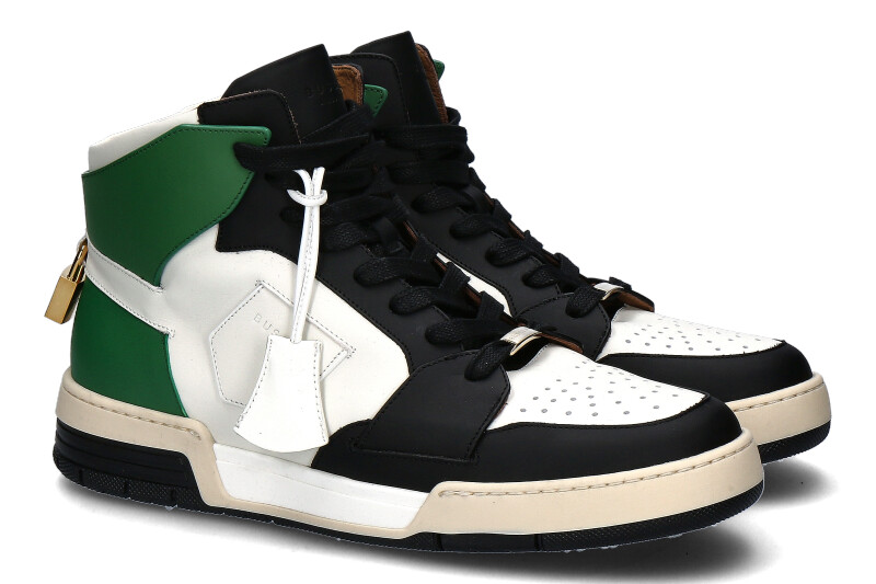 Buscemi Sneaker AIR JON HIGH VITELLO WHITE BLACK GREEN