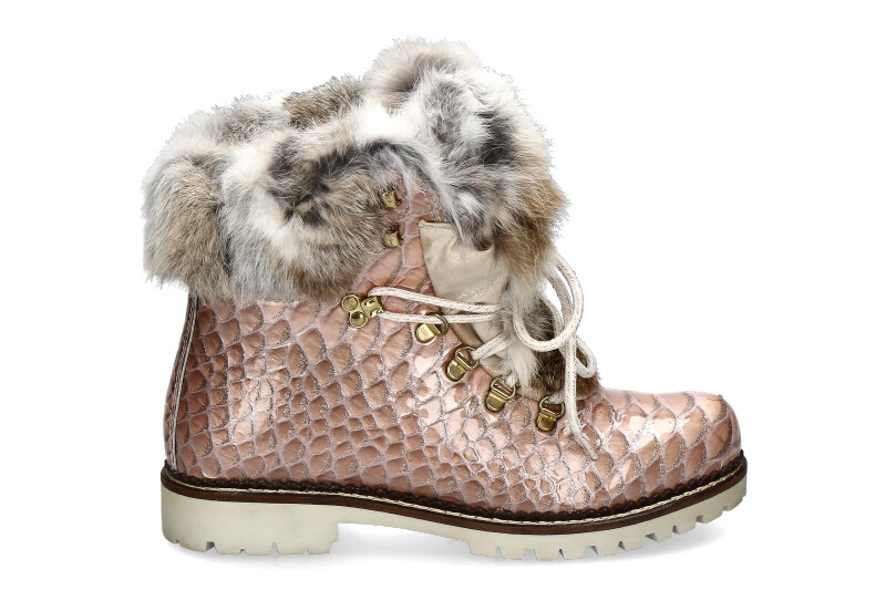 New Italia Shoes Stiefelette KANNINCHENFELL ROSE GLITTER (39)