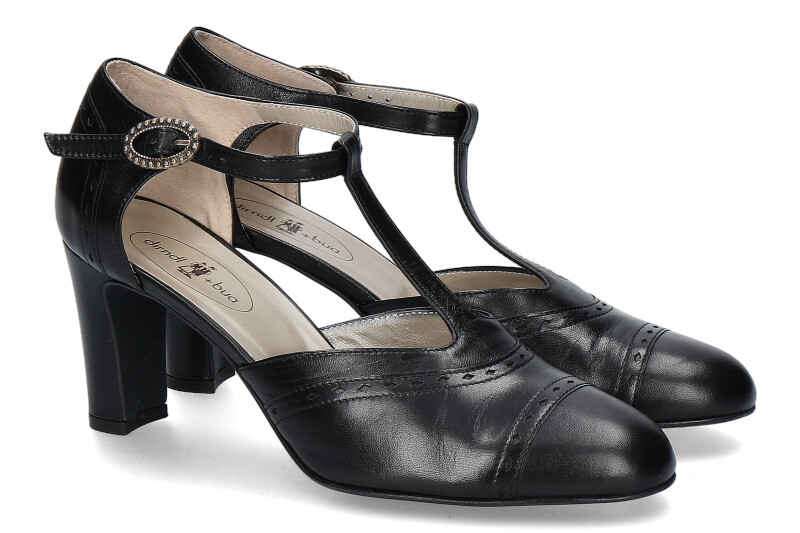 Dirndl + Bua Spangenpumps ZIEGENNAPPA SCHWARZ (37 )