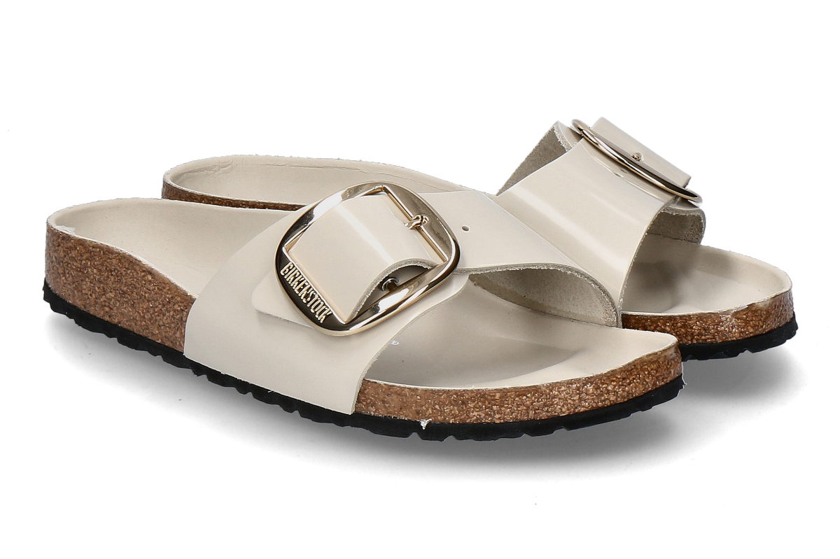 Birkenstock Damen- Pantolette MADRID SCHMAL BIG BUCKLE- beige/ high-shine oyster