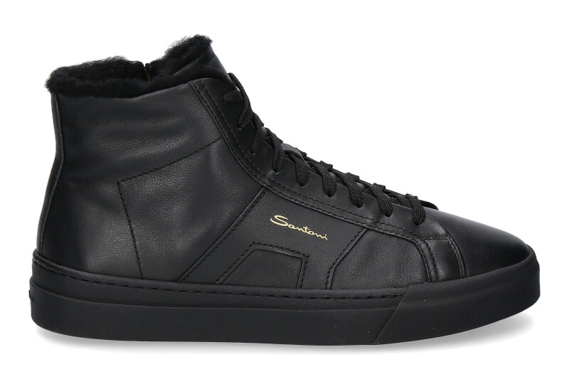 Santoni Herren-Sneaker gefüttert DOUBLE BUCKLE NERO- schwarz