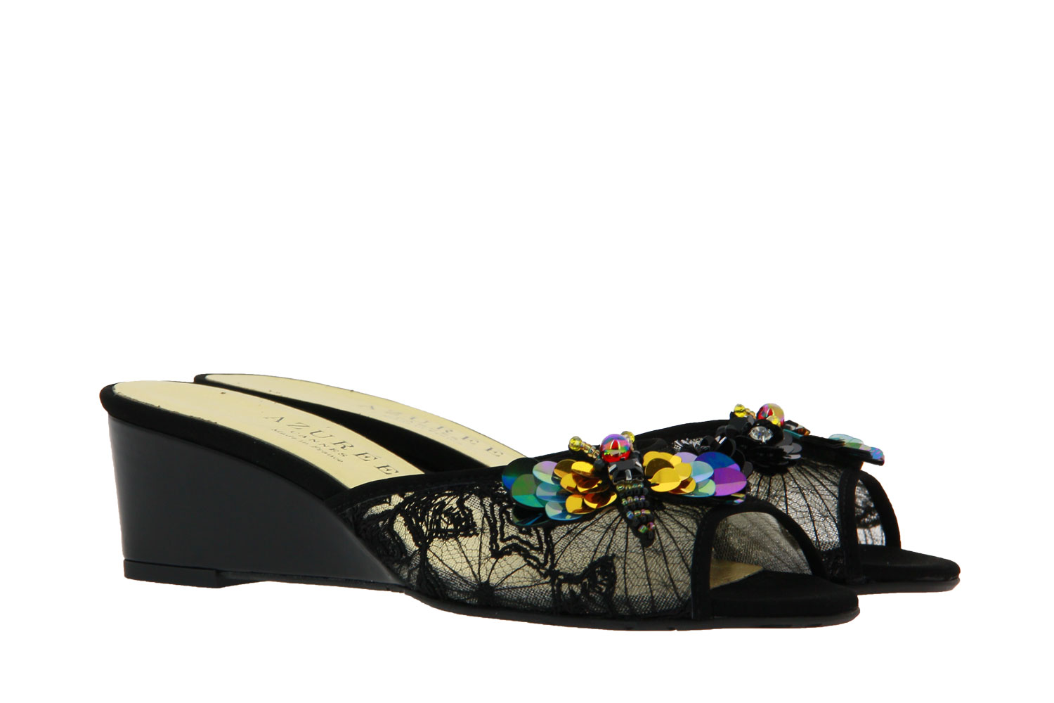 Azuree Cannes Pantolette JODLA VELOURS NOIR NYLANA ROSACIO (39½)