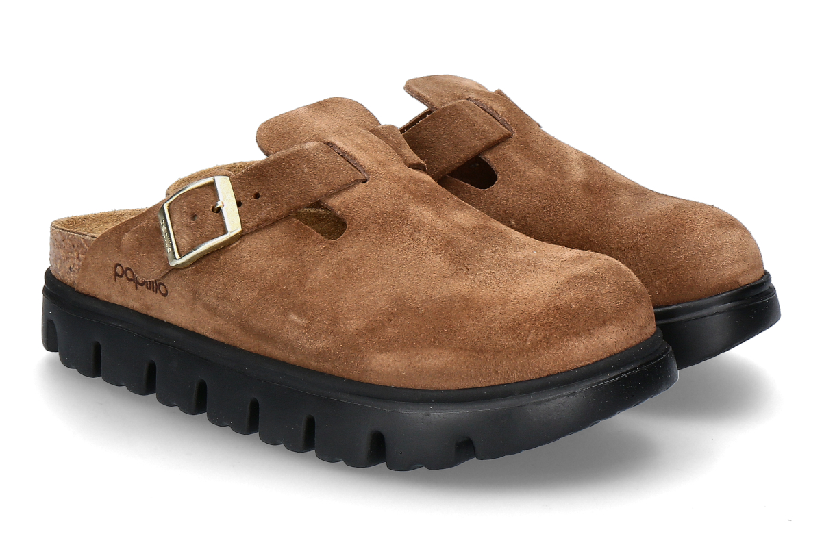 Birkenstock Pantolette BOSTON SCHMAL PAP CHUNKY- dark tea/ black