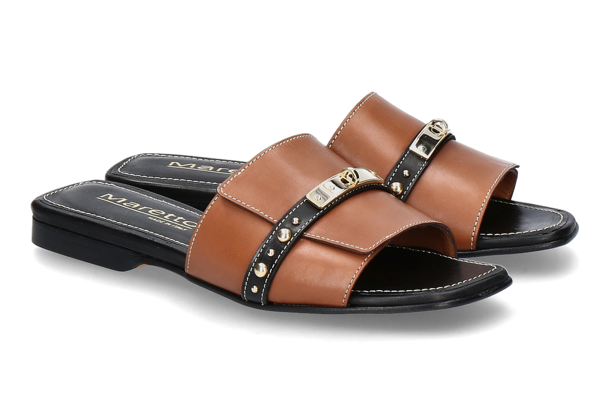 Maretto Pantolette 2477 NAPPA- tabacco/ nero- schwarz