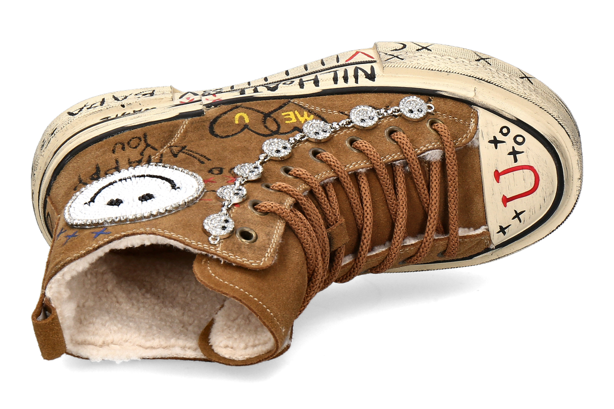 Nan-Ku Couture High Top Sneaker gefüttert SKATER SMILEY - camel_236300031_5 Nan-Ku Couture High Top Sneaker gefüttert SKATER SMILEY - camel_236300031_5