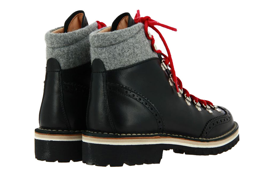 Dirndl + Bua Schnürstiefelette NAPPA LODEN SCHWARZ STEIN (37 )