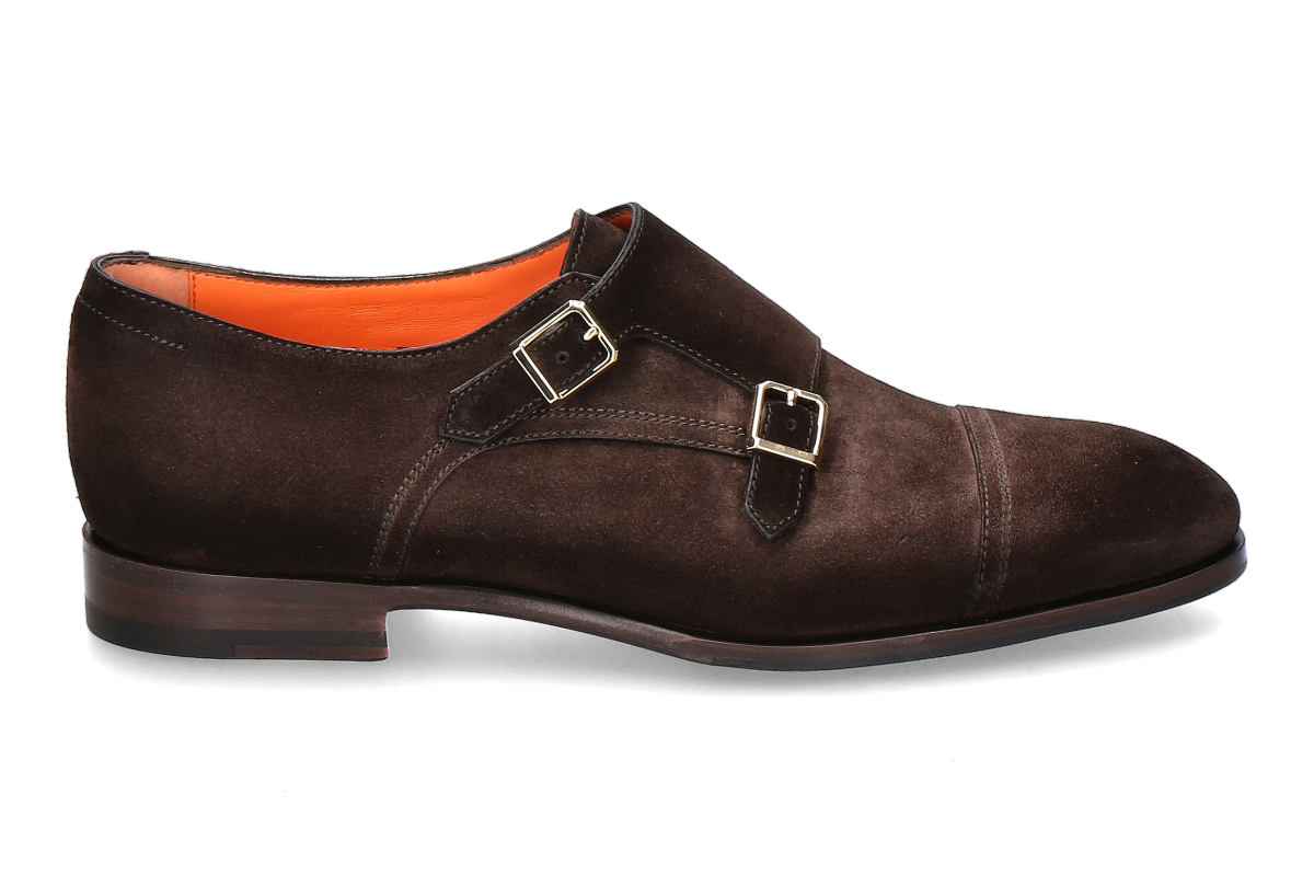 Santoni Herren- Doppelmonk AXEL SUEDE- dark brown/ dunkelbraun