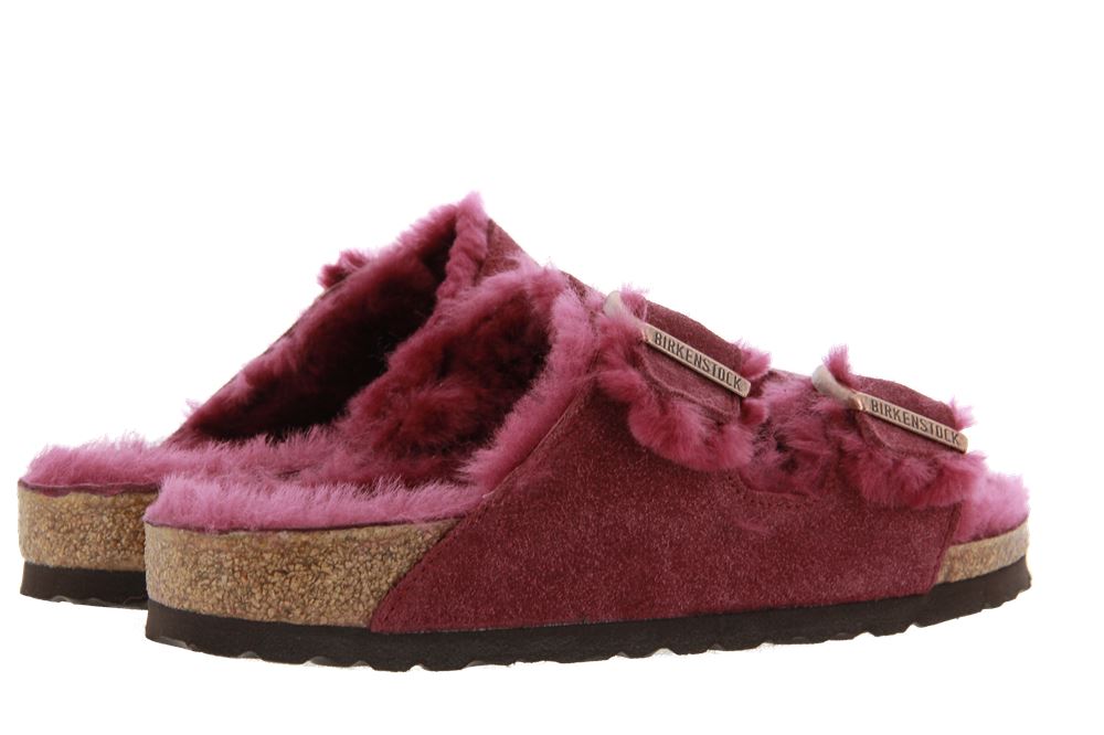 Birkenstock Pantolette gefüttert ARIZONA FUR SCHMAL VELOURSLEDER BURGUNDY (36)