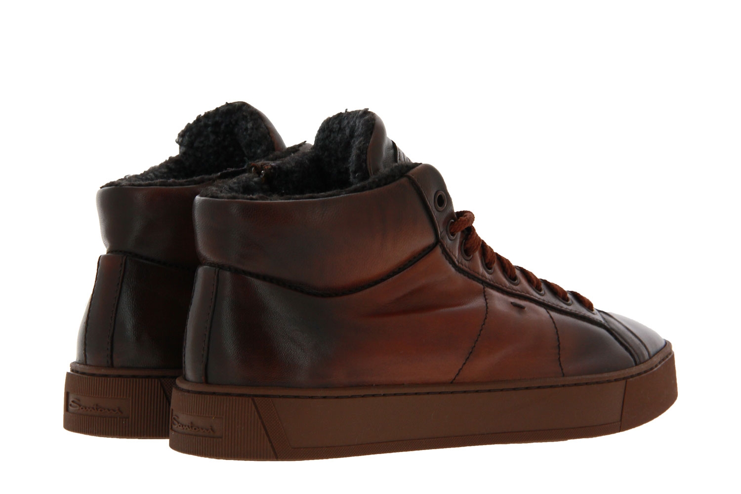Santoni Sneaker gefüttert LEATHER MIDBROWM (44)