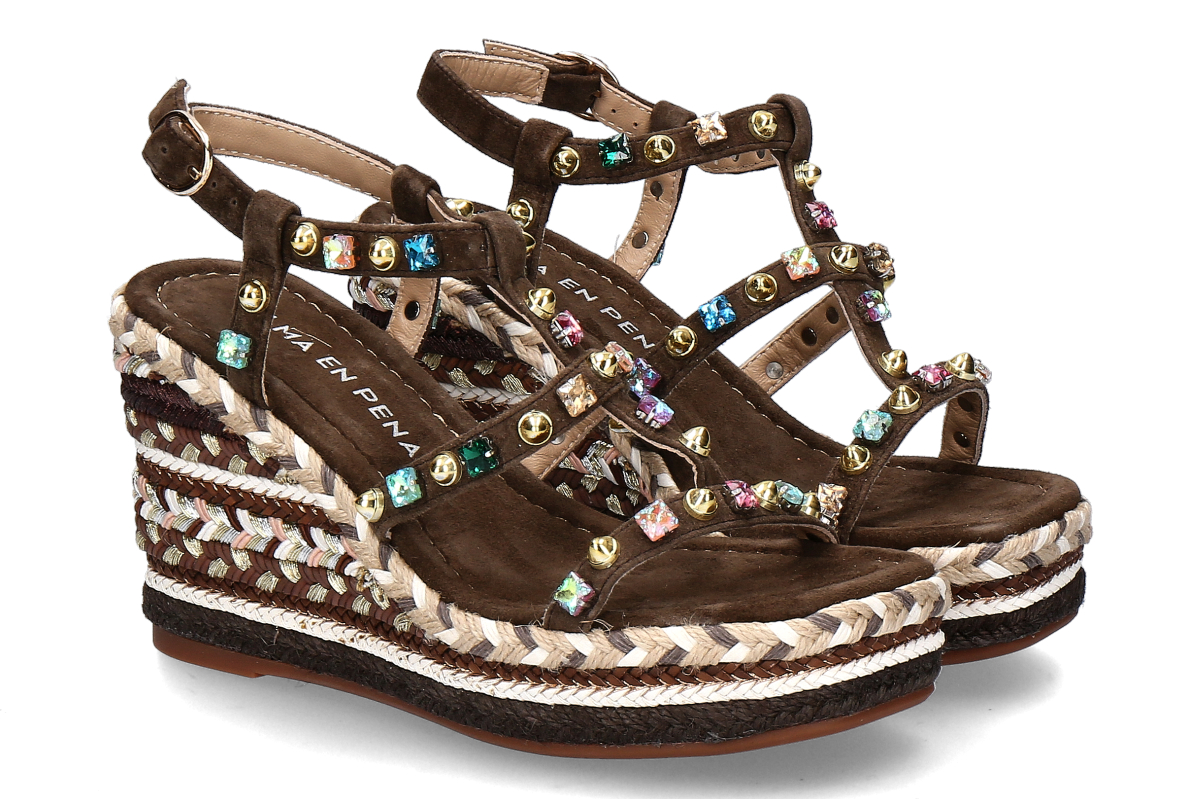 Alma en Pena Plateau- Sandale V266101 SUEDE- coffee
