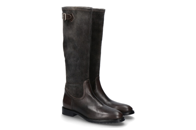 Dirndl + Bua Stiefel NEVADA ANTIKBOCK STRETCH ANTHRAZIT AHORN (38½)