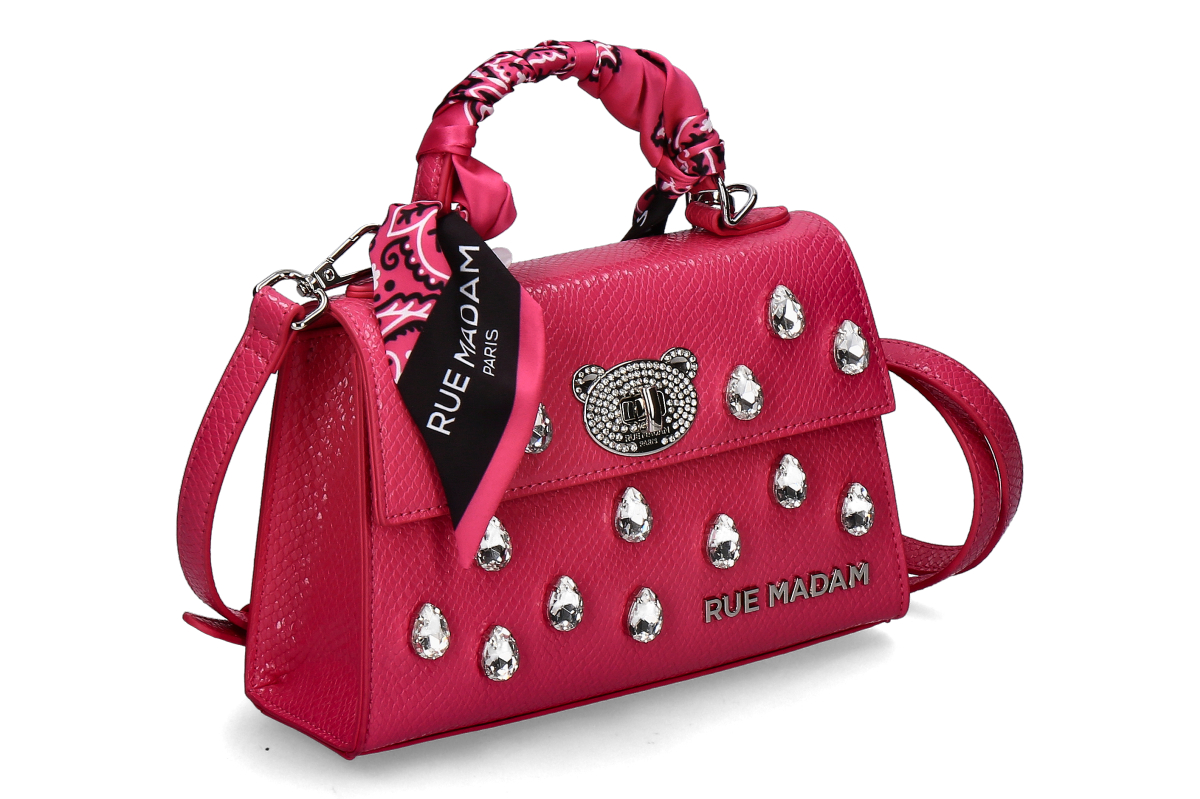 Rue Madam Handtasche MINI TEDDY STRASS- snake fuchsia/ pink