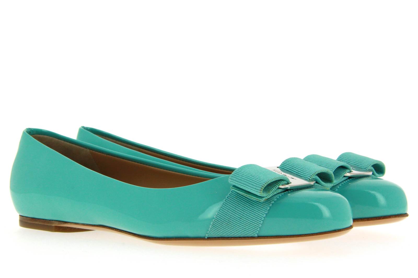 Salvatore Ferragamo Ballerina VARINA VERNICE TURQUOISE (35½)