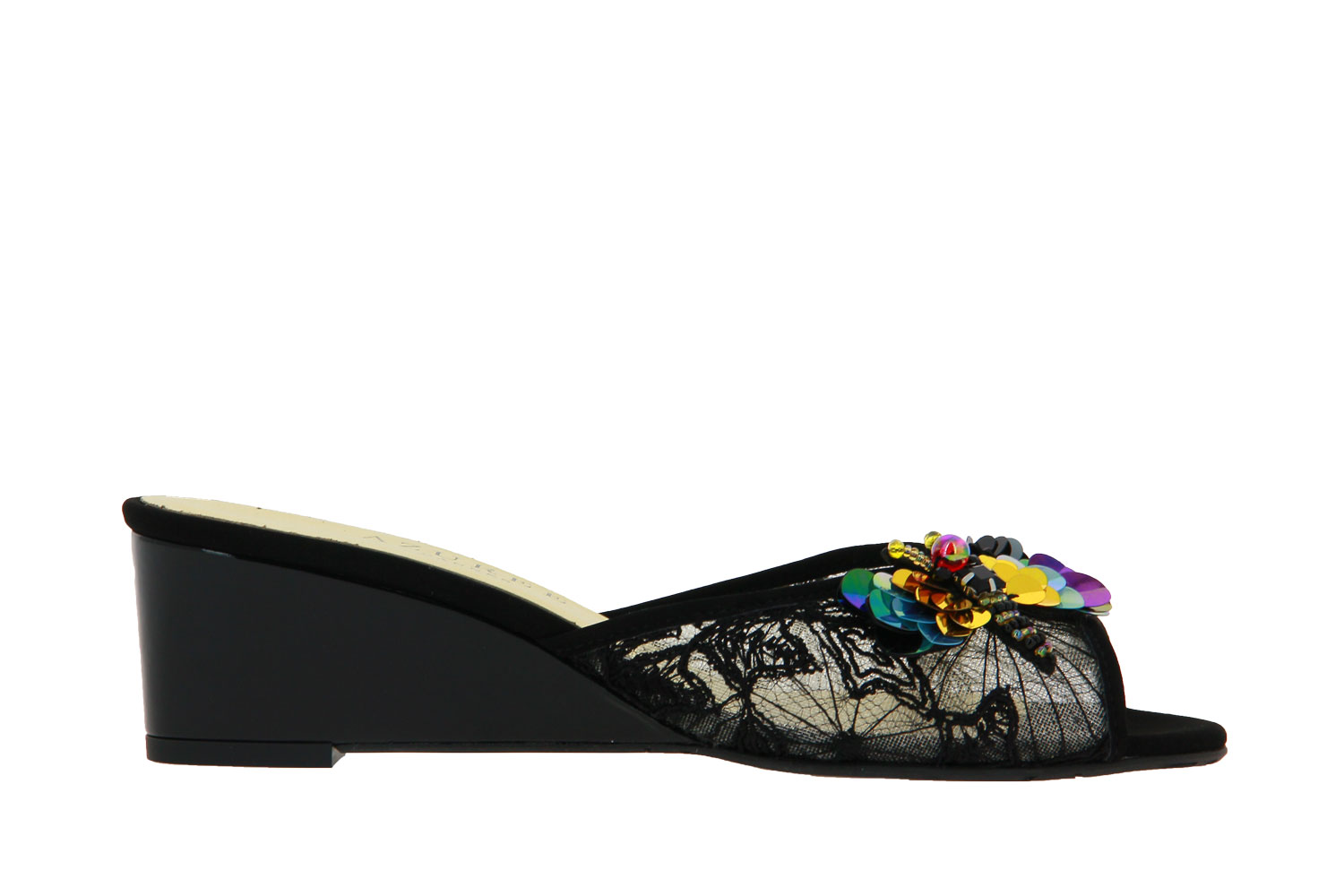 Azuree Cannes Pantolette JODLA VELOURS NOIR NYLANA ROSACIO (38½)