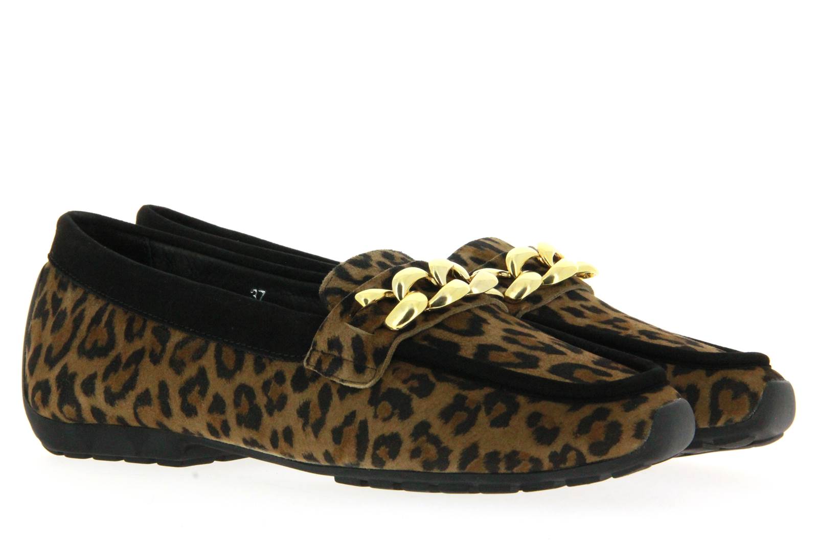 Mania Mokassin CAMOSCIO NERO LEOPARD (37 )