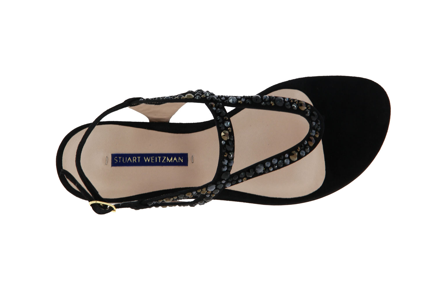 Stuart Weitzman Sandale ALLURA BLACK SUEDE CRYSTAL (40)