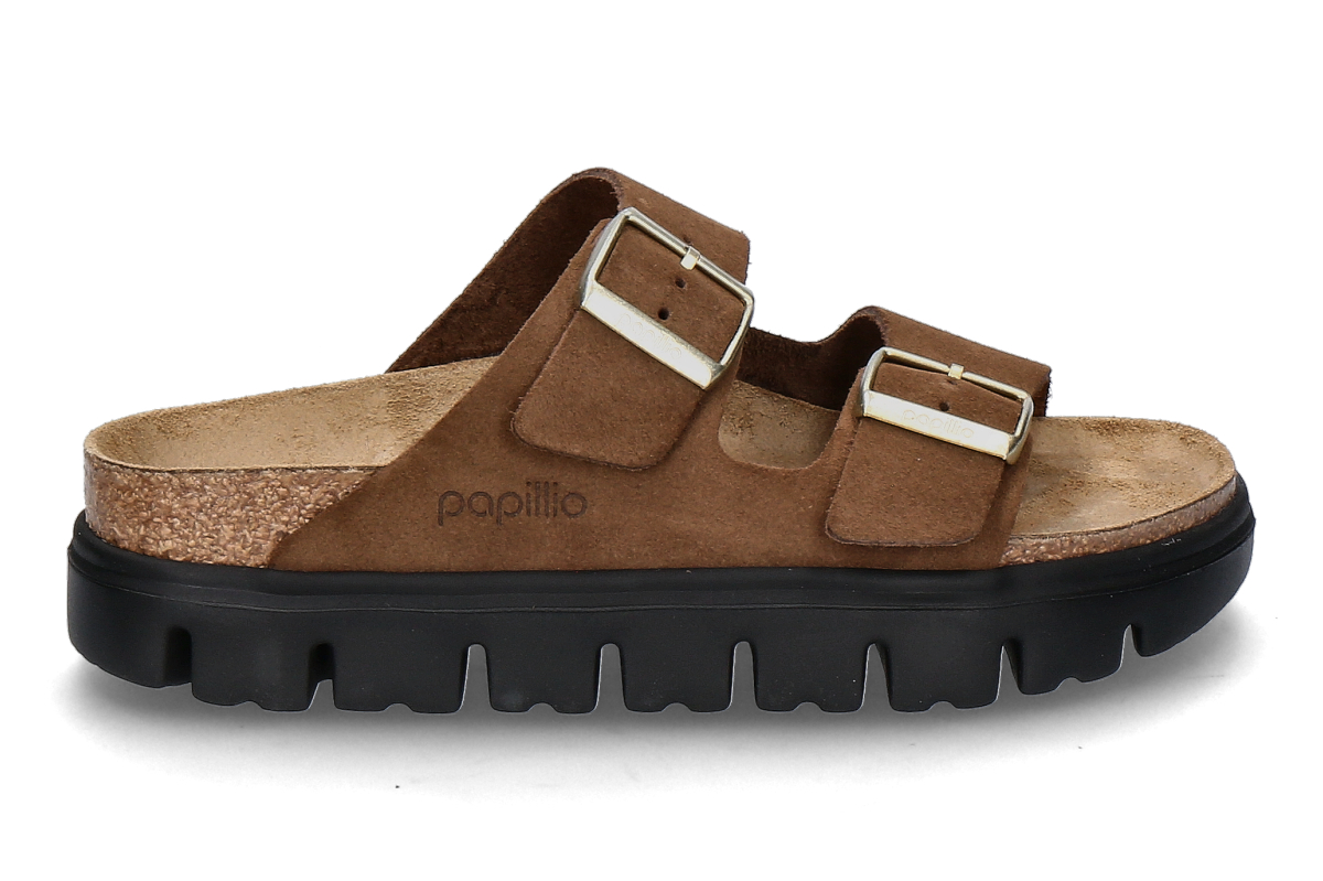 Papillio by Birkenstock Pantolette ARIZONA PAP CHUNKY VELOURSLEDER- dark tea/black