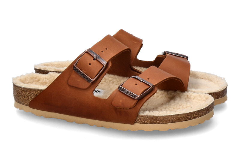 Birkenstock Pantolette gefüttert ARIZONA ANTIQUE PULL COGNAC (44)