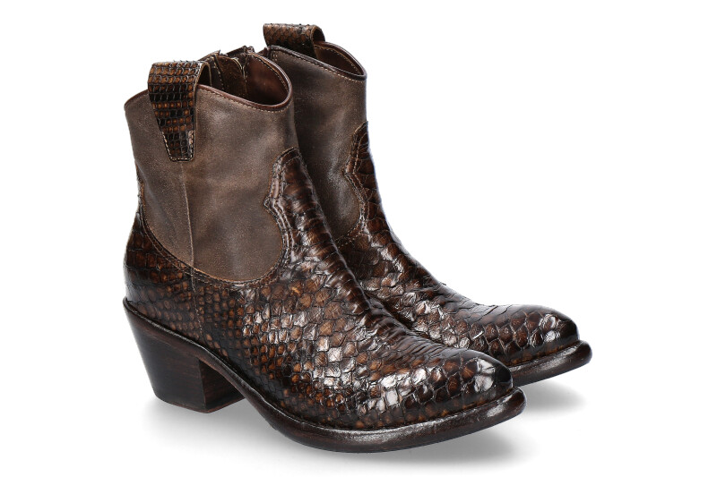 La Bottega di Lisa Cowboy-Bootie PITONE T.MORO