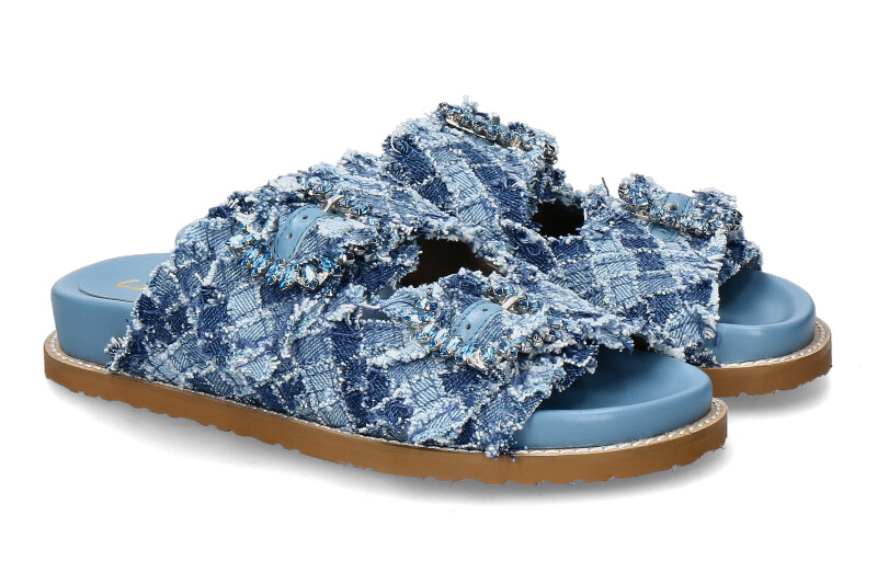 Coral Blue Pantolette woven fabric jewel denim