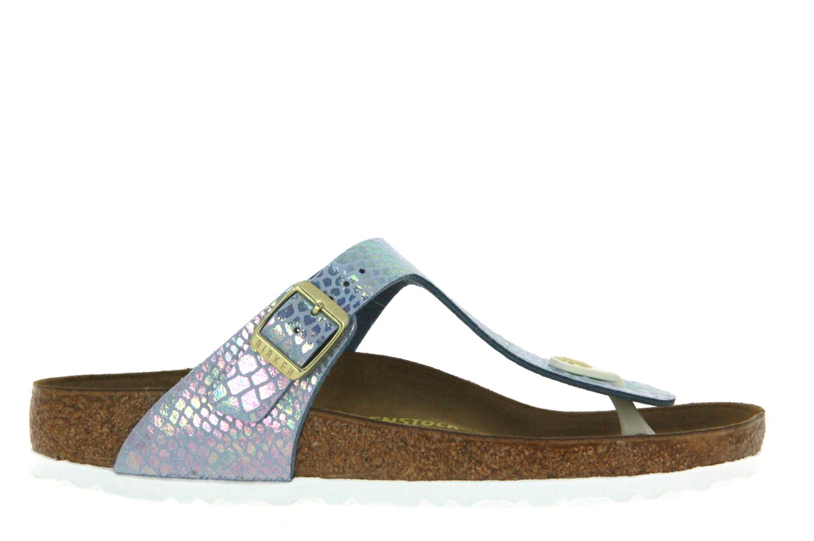 Birkenstock Pantolette GIZEH NORMAL BIRKO-FLOR SHINY SNAKE SKY (36)