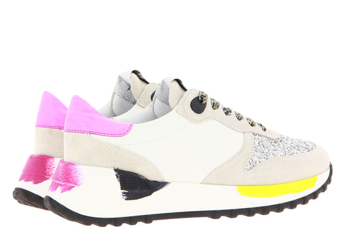 Meliné Sneaker GLITTER ARGENTO BIANCO PAINT FUXIA (39)