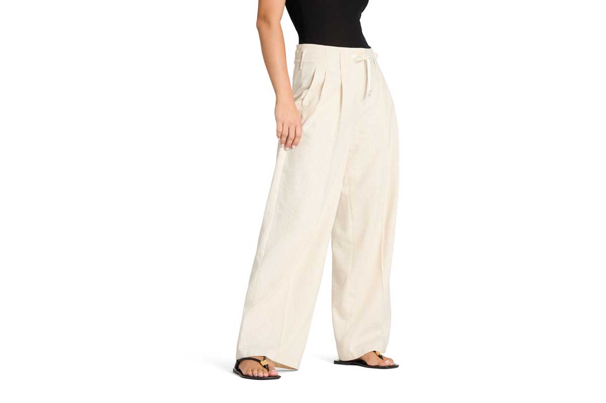Cambio Wide-Leg Stoffhose ADDISON NADELSTREIFEN- creme/ schwarz