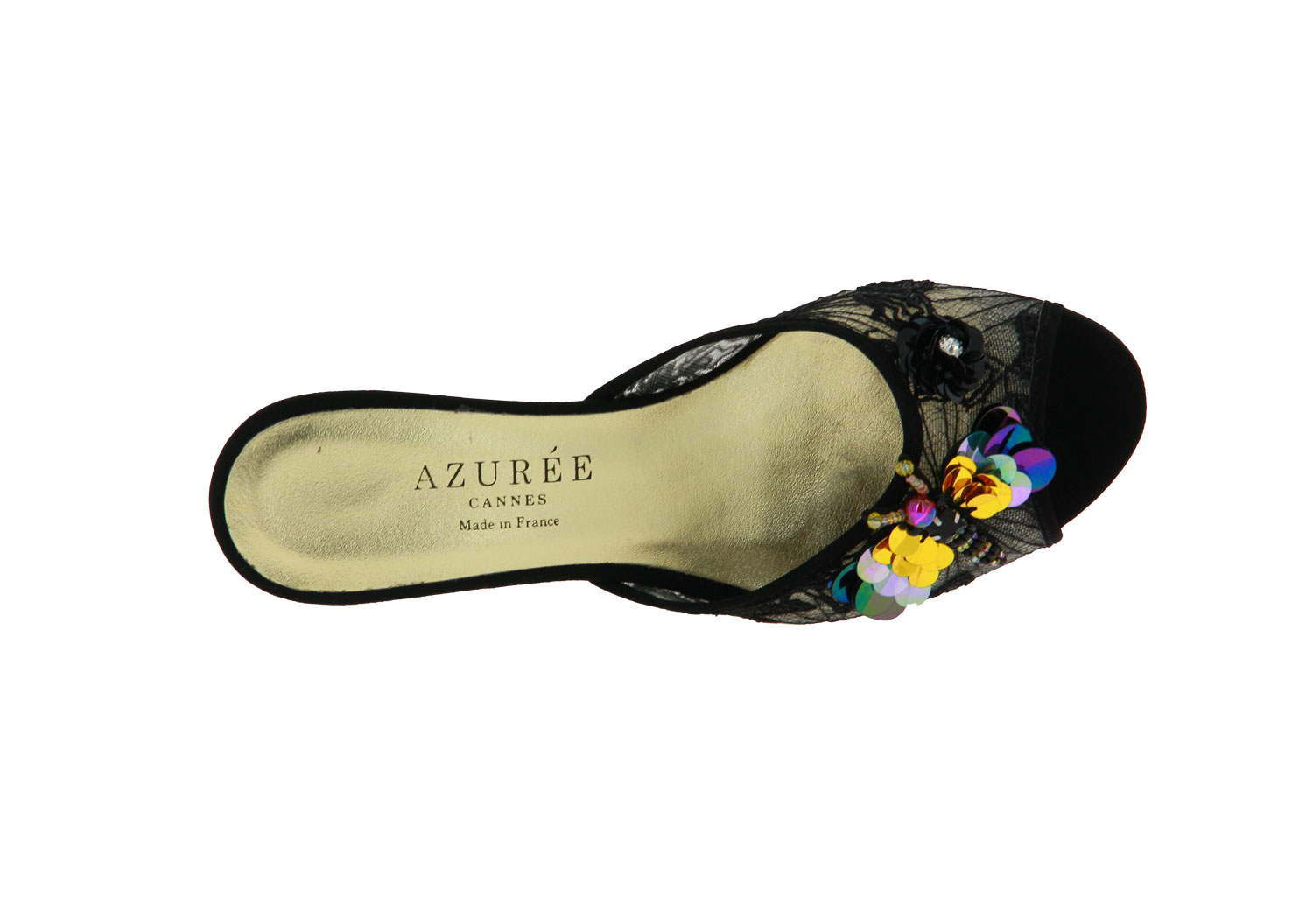 Azuree Cannes Pantolette JODLA VELOURS NOIR NYLANA ROSACIO (38)