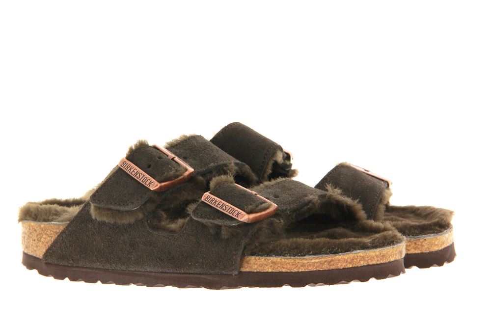 Birkenstock Pantolette gefüttert ARIZONA SCHMAL FUR MOCCA (38)