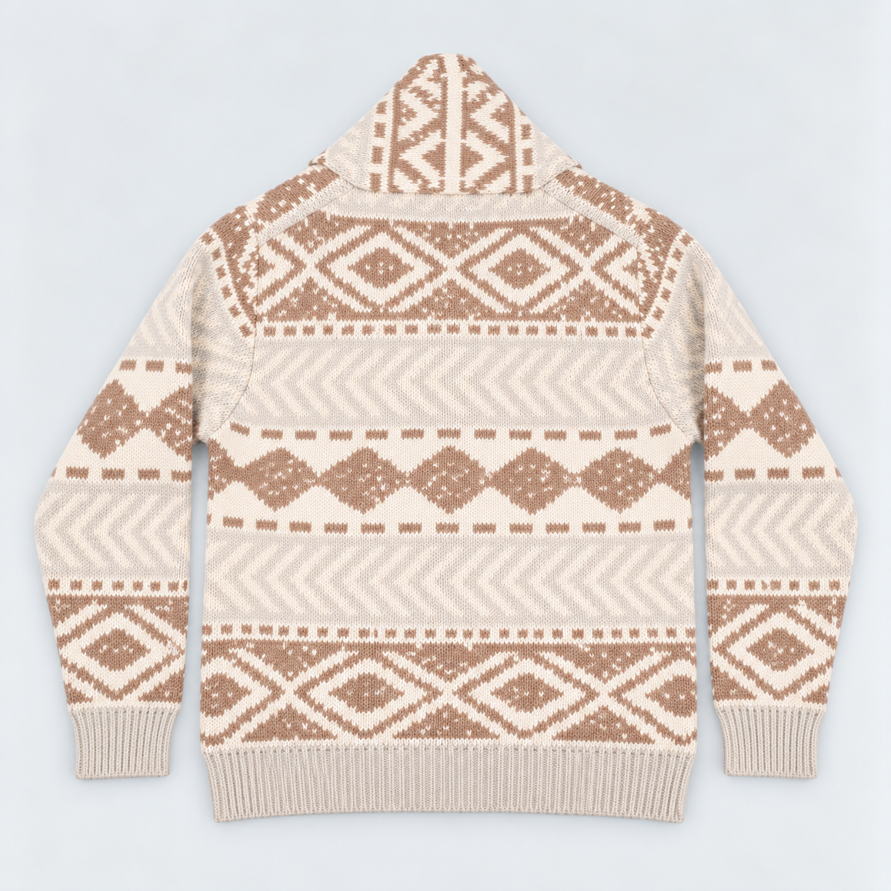 Flachgelegter nordischer Strickcardigan in Beige