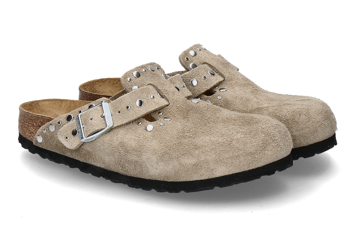 Birkenstock Damen- Clogs BOSTON RIVET BORDER- taupe