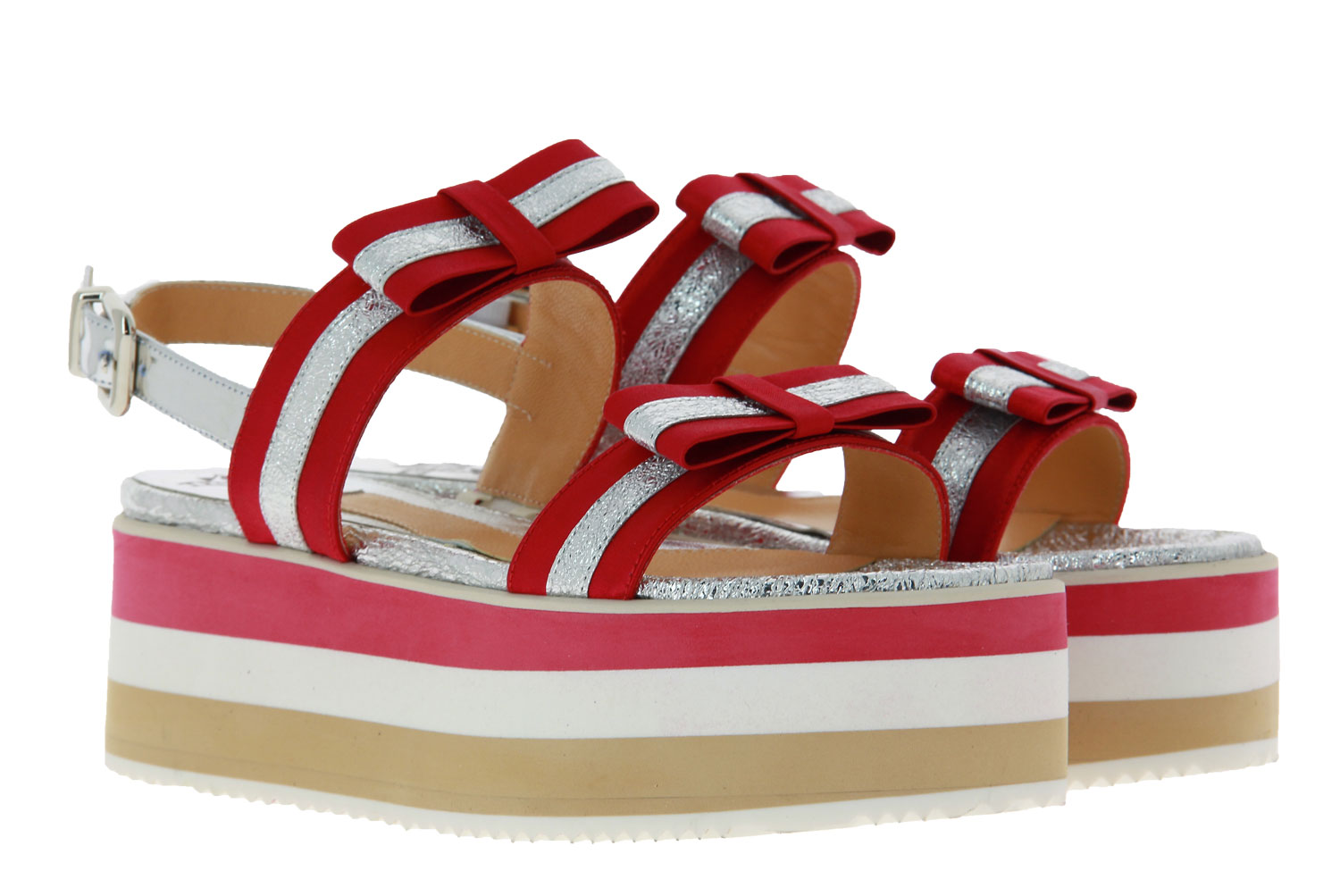 Truman's Plateau-Sandale BRILLANT ARGENTO RASO ROSSO (39) Truman's Plateau-Sandale BRILLANT ARGENTO RASO ROSSO (39)