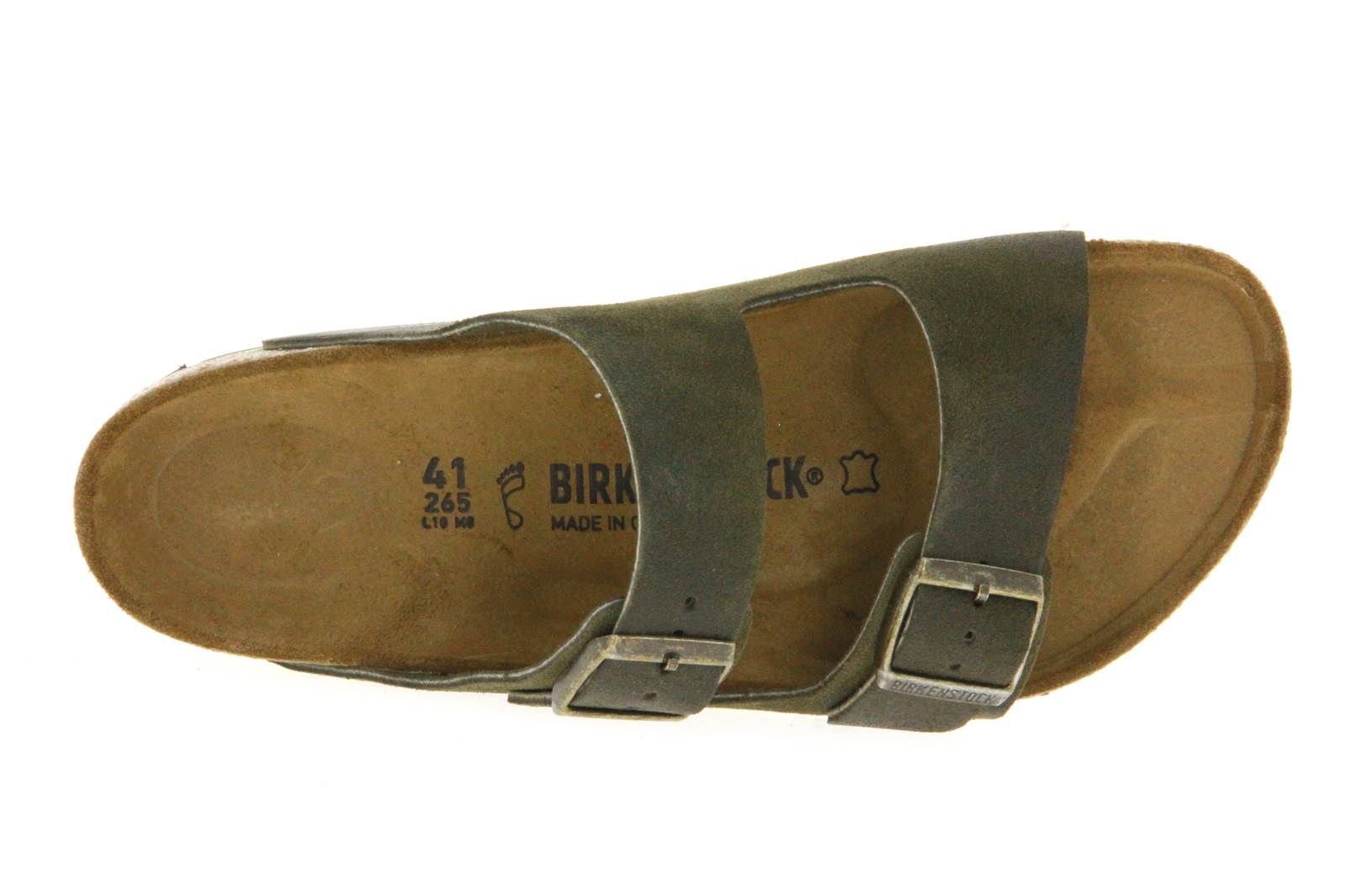 Birkenstock Pantolette ARIZONA NORMAL VELOURSLEDER OLIVE FINISH (45)