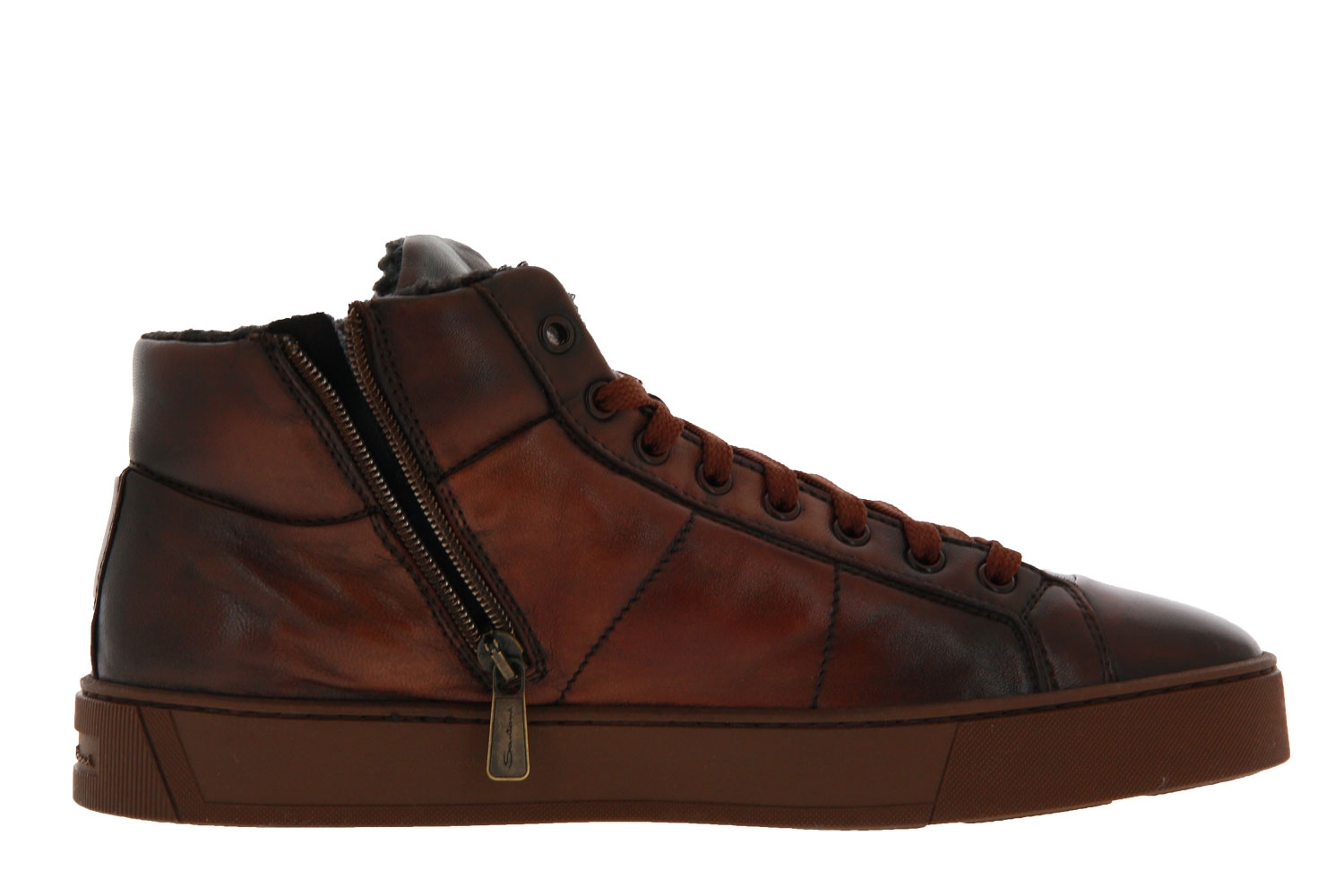 Santoni Sneaker gefüttert LEATHER MIDBROWM (44)