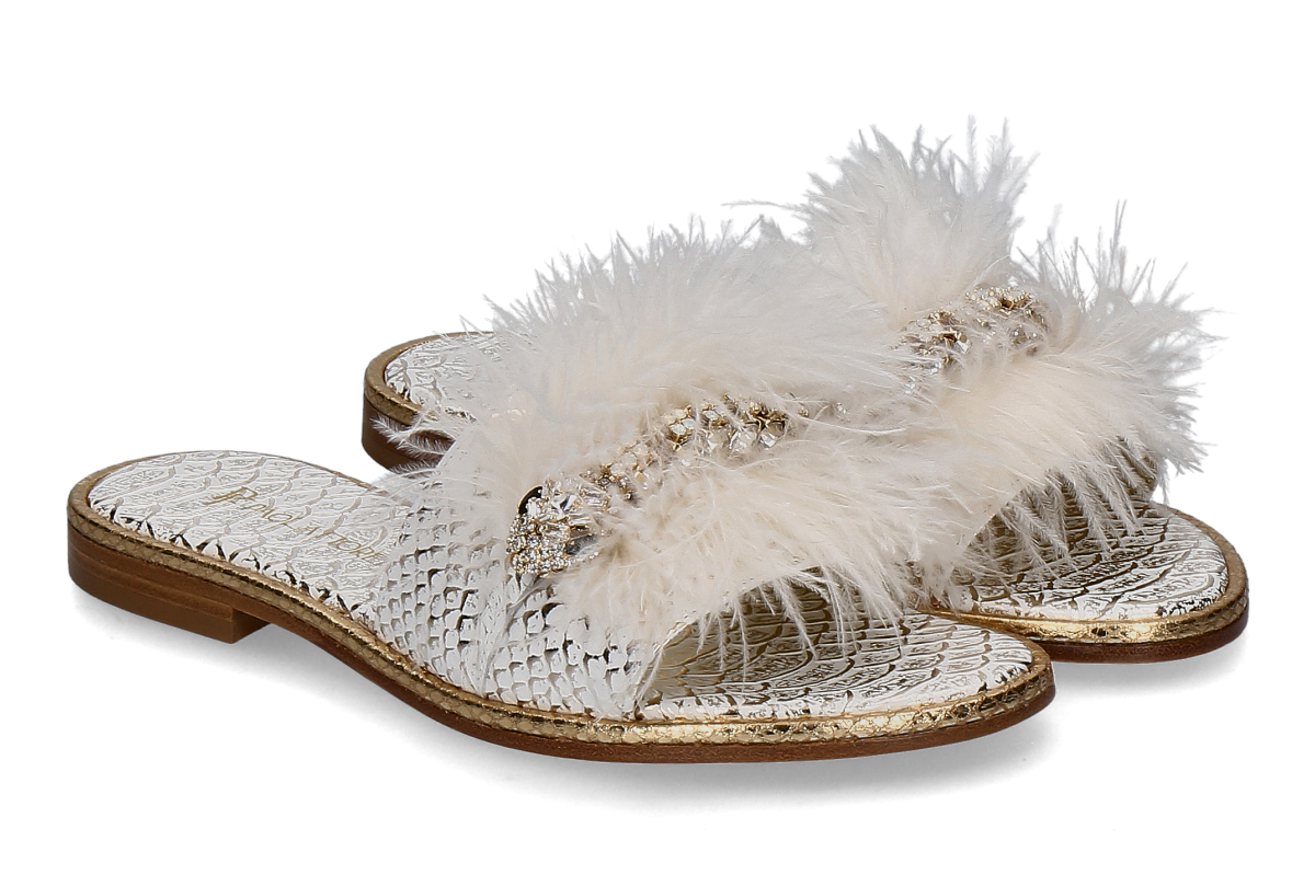 Paola Fiorenza Pantolette SNAKE SLIDER- bianco/ gold
