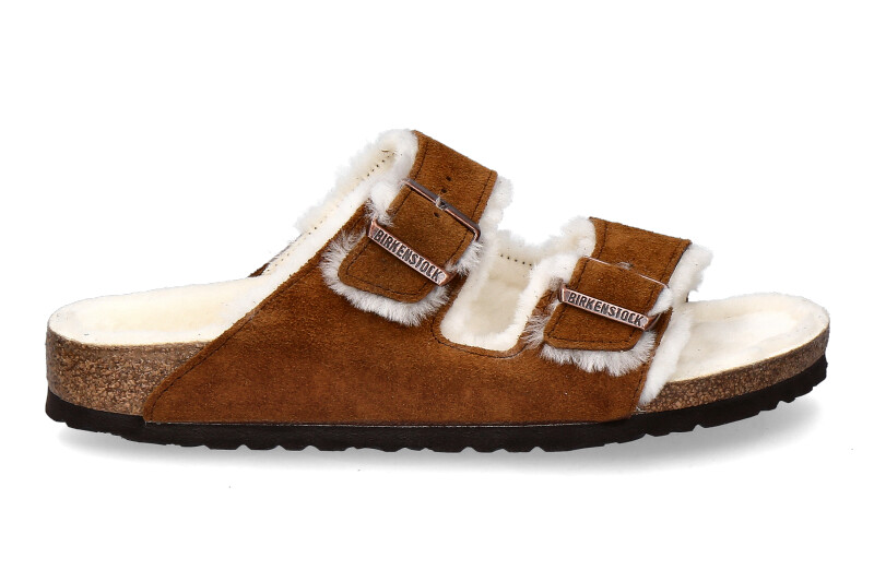 Birkenstock Pantolette ARIZONA FELL SCHMAL VELOURSLEDER MINK (42)