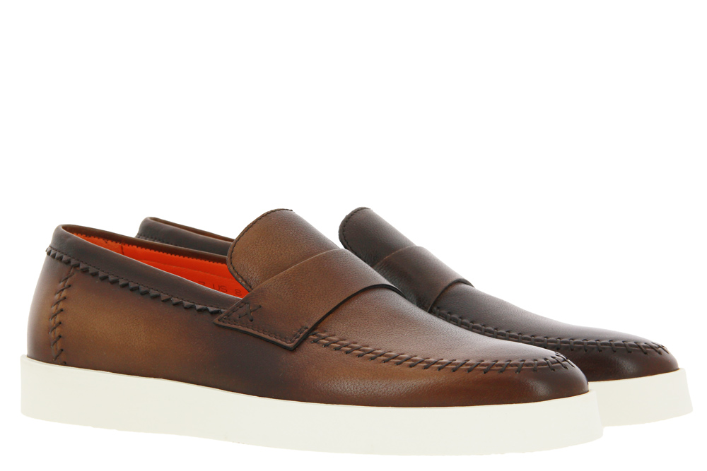 Santoni Slipper LEATHER BROWN