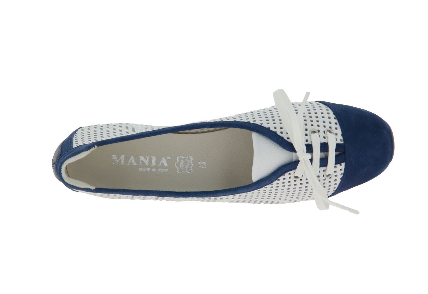 Mania Slipper CAMOSCIO BLUE NAPPA BIANCO (39½)