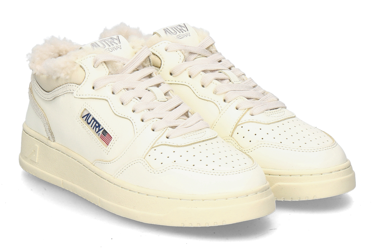 Autry Damen-Sneaker gefüttert MED-WAY LEATHER/CRACK/SHEARLING KX13- white/marsh