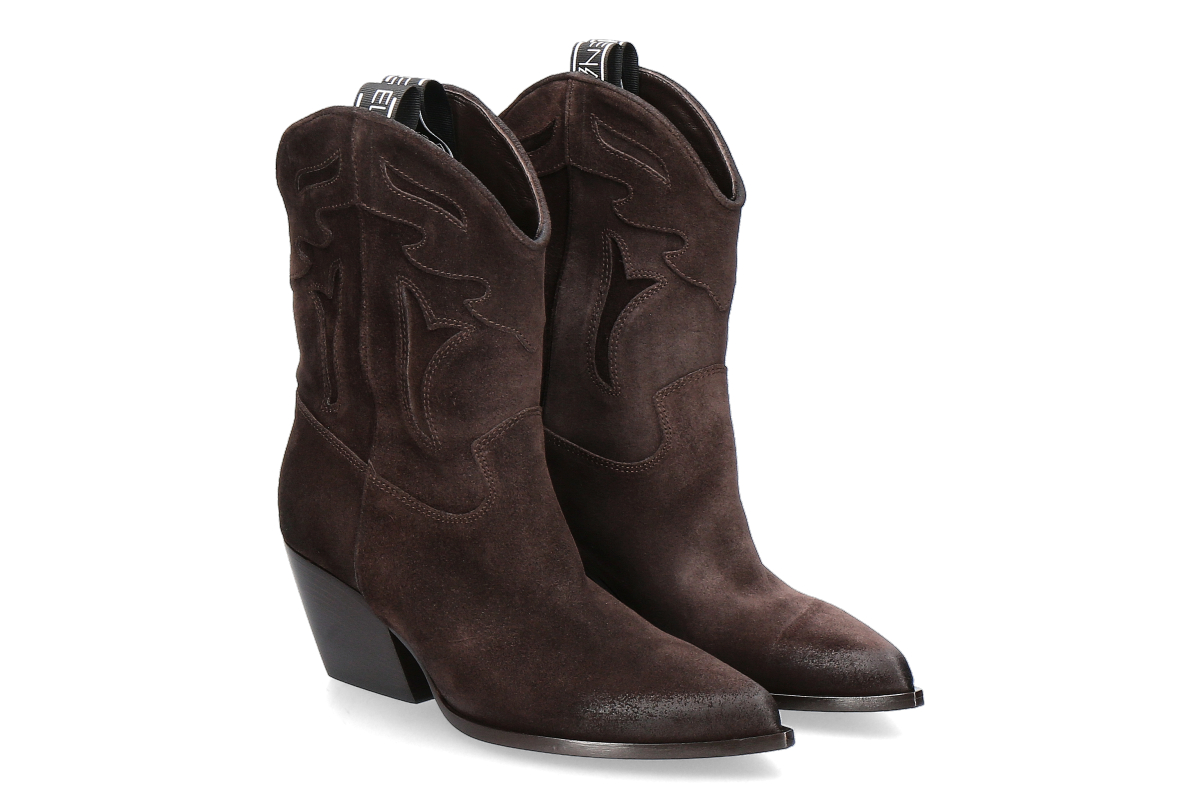 Elena Iachi Damen Western Stiefelette STRATEGIA - Velour Ebano / dunkelbraun Elena Iachi Damen Western Stiefelette STRATEGIA - Velour Ebano / dunkelbraun
