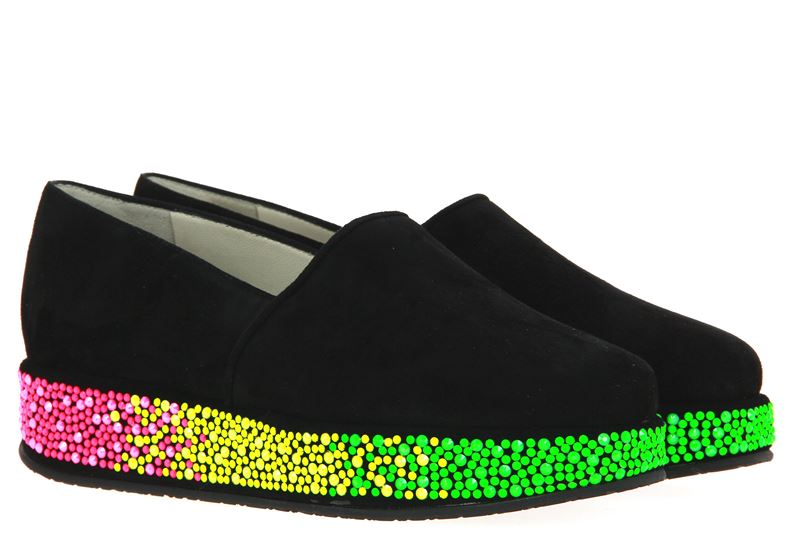 Mania Plateauslipper CAMOSCIO NERO NEON (38)