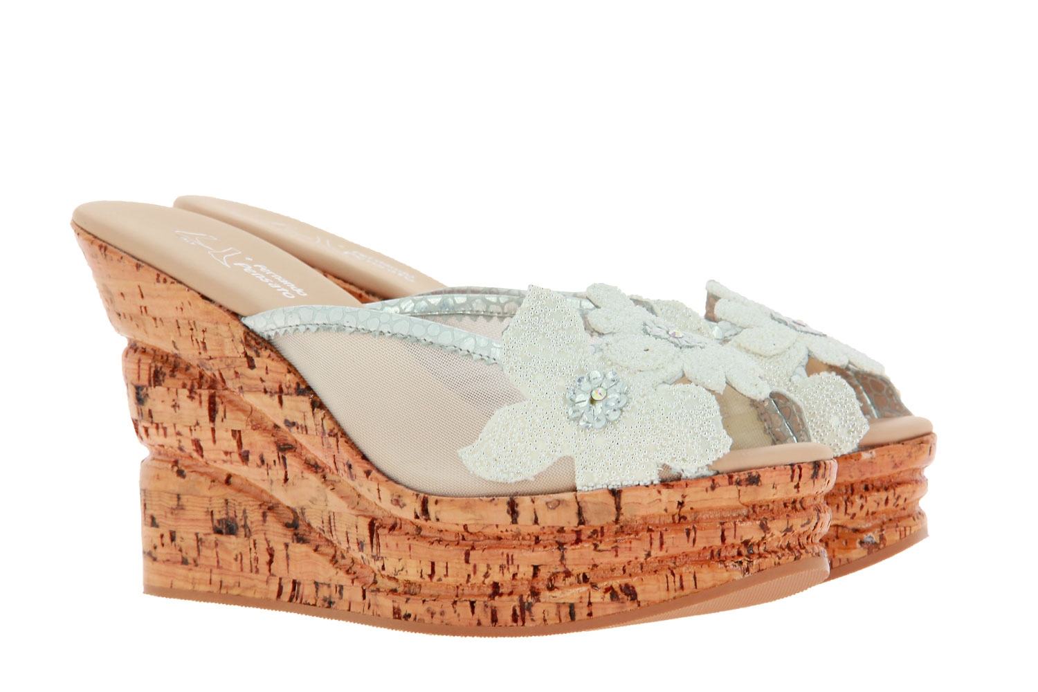 Fernando Pensato Pantolette VEGAS RETE BLUE ARGENTO BIANCO (37 ) Fernando Pensato Pantolette VEGAS RETE BLUE ARGENTO BIANCO (37 )