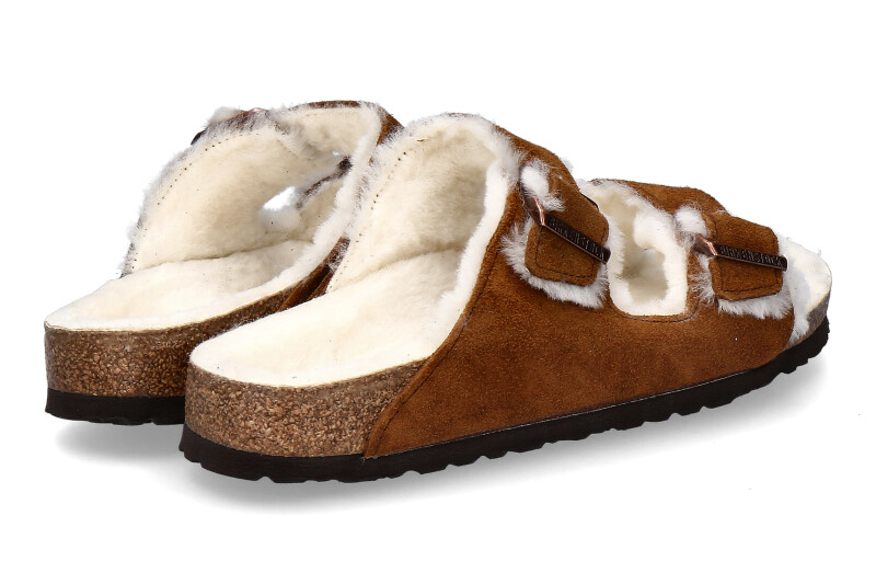 Birkenstock Pantolette ARIZONA FELL SCHMAL VELOURSLEDER MINK (42)