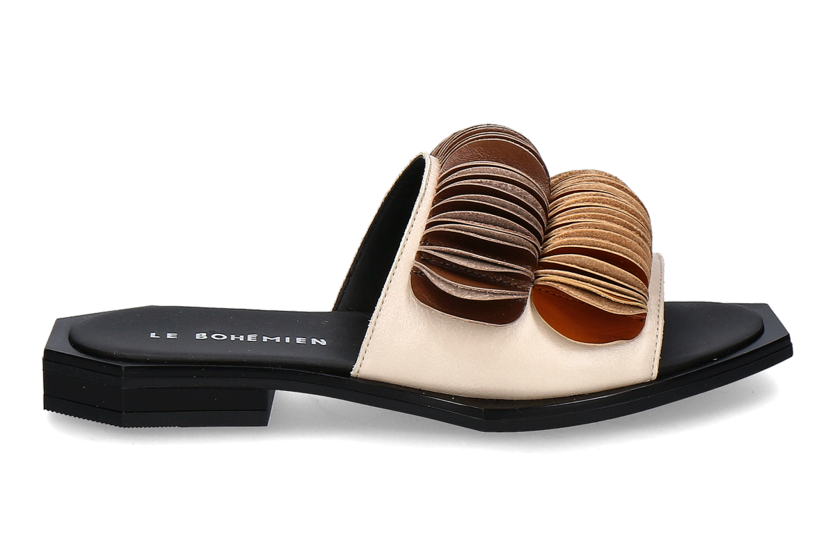 Le Bohémien Pantolette SC36 VITELLO- beige/ ocker/ schwarz