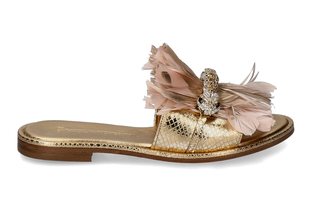Paola Fiorenza Pantolette COBRA LAME LEGNO- gold